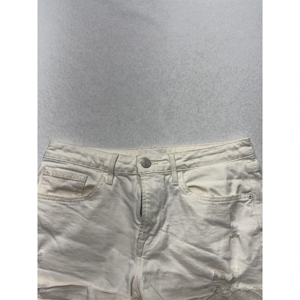 FRAME Le Grand Garcon Boyfriend Denim Shorts White 27 LGGSH470 Frayed Cut Off